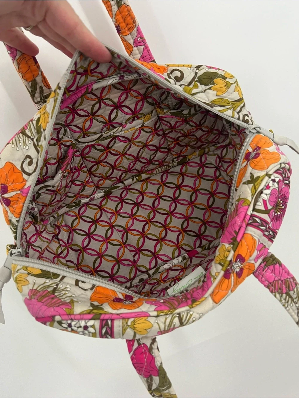 Vera Bradley Floral Quilted Shoulder Bag in Pink, Orange & Green
